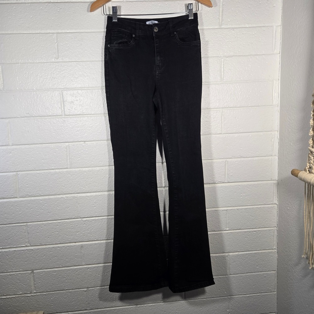 Refuge Denim Austin Flare Jeans 3 Black Mid Rise Push Up Stretch Goth Grunge Emo